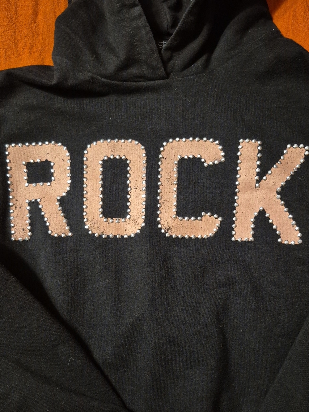 btween White Sequin LOVE Plush Sweatshirt, Black Hoodie, Size 10. - Picture 8 of 9